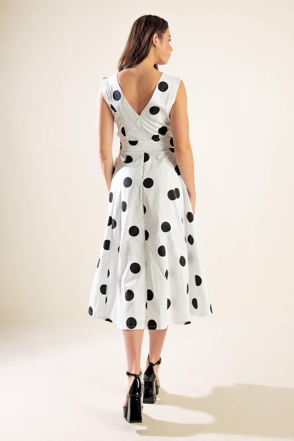 ECHOING FJORD WOVEN MIDI DRESS.