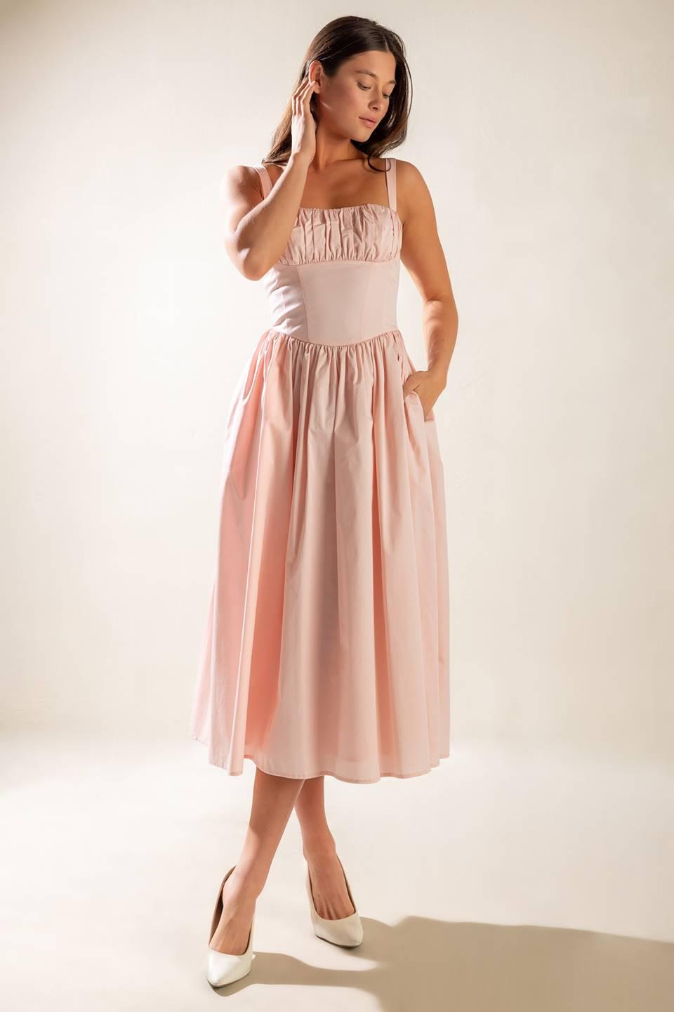 EASILY LOVED WOVEN MIDI DRESS.
