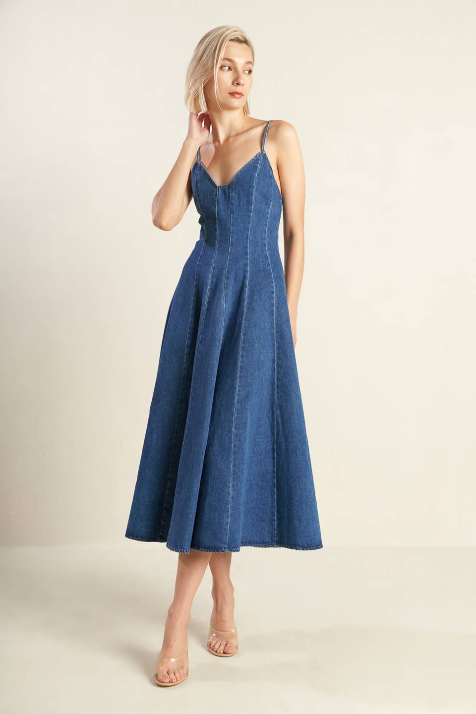 ROSEWOOD ROMANCE DENIM DRESS