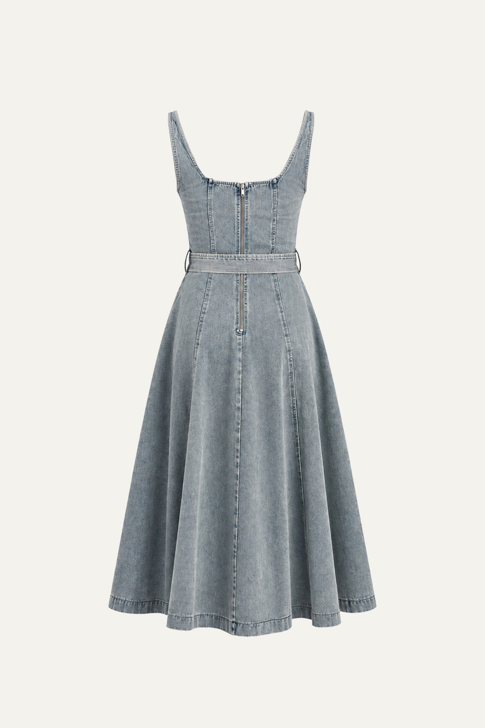 A DAY AT THE VINEYARD DENIM MIDI DRESS