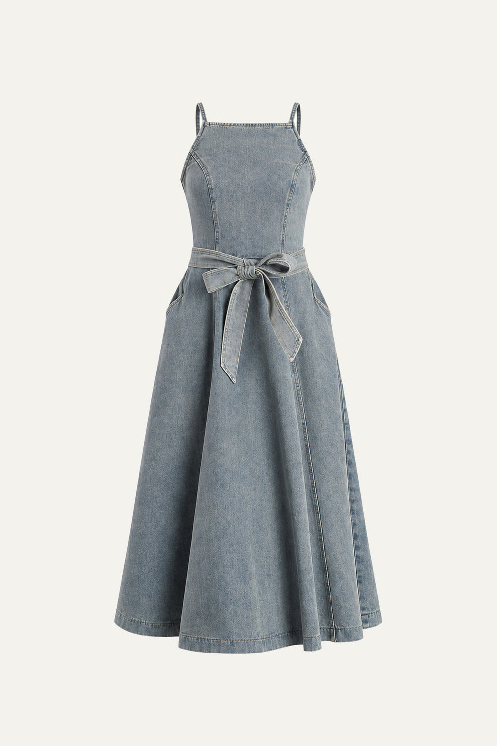 A DAY AT THE VINEYARD DENIM MIDI DRESS