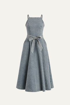 A DAY AT THE VINEYARD DENIM MIDI DRESS