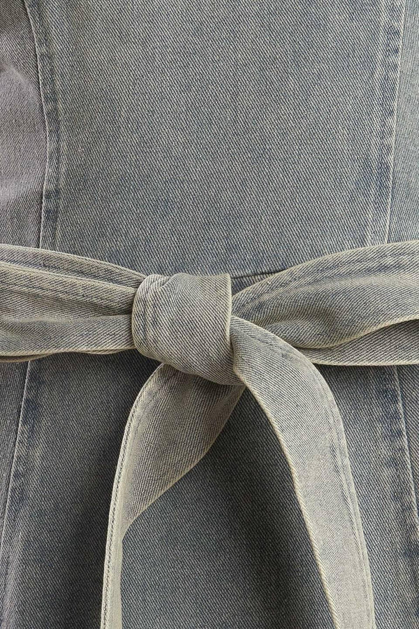 A DAY AT THE VINEYARD DENIM MIDI DRESS.