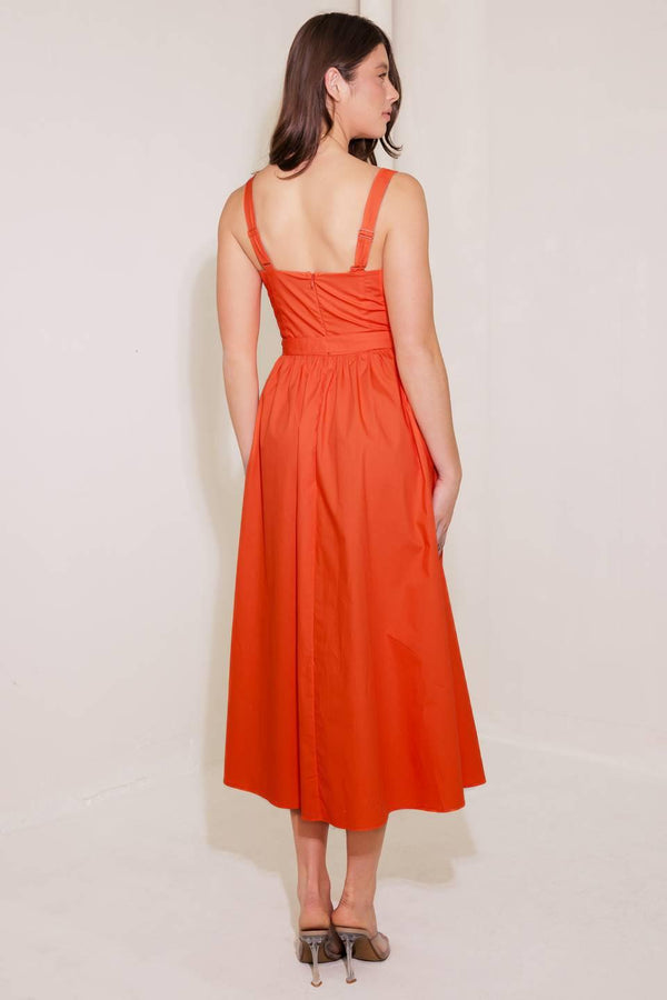 NO TIMELINE TOMATO WOVEN MIDI DRESS.