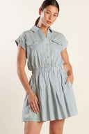 CHAMPAGNE TOAST WOVEN MINI DRESS.