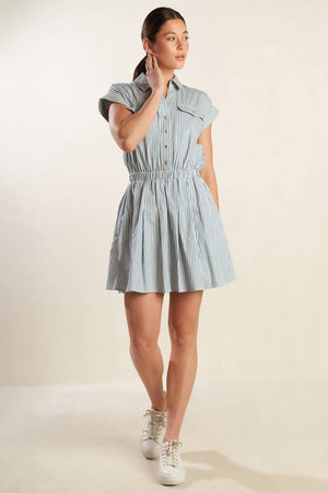 CHAMPAGNE TOAST WOVEN MINI DRESS.