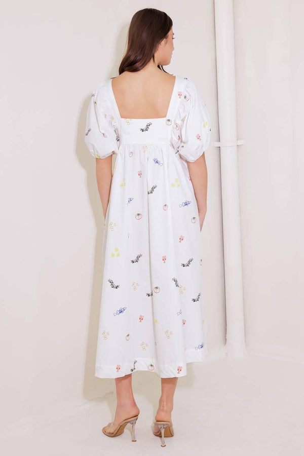 THE WORLD IS YOURS WOVEN MIDI DRESS.