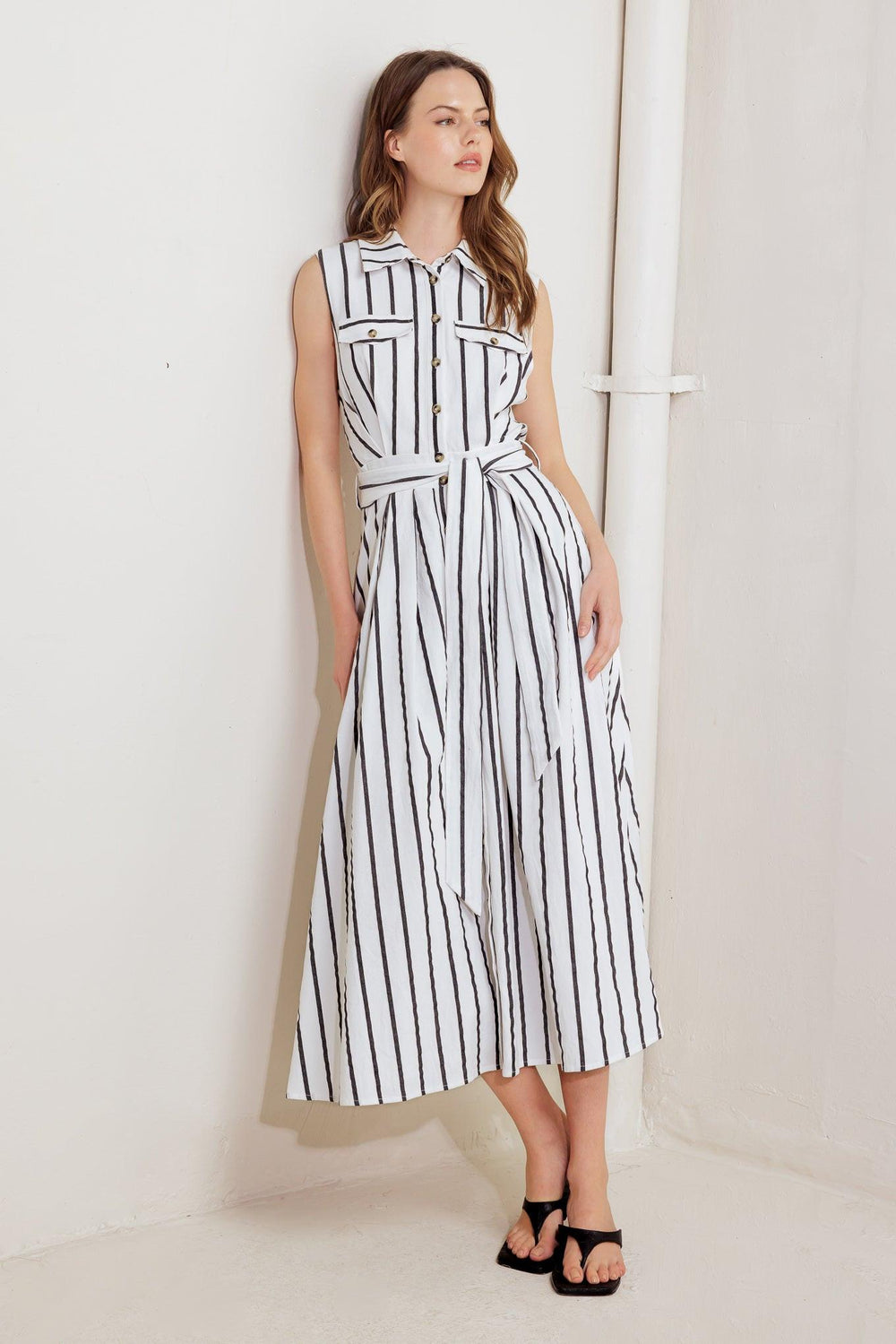 HUGS & VANILLA CLOUDS WOVEN MIDI DRESS.