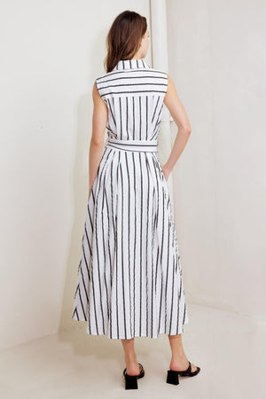 HUGS & VANILLA CLOUDS WOVEN MIDI DRESS.