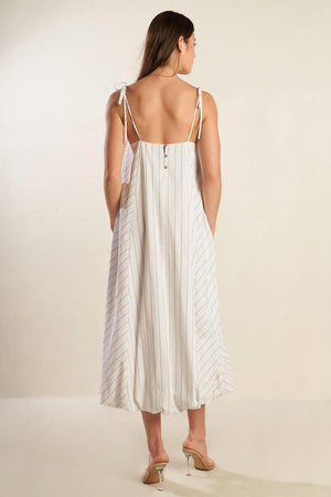 JUST WONDERING WOVEN MIDI DRESS.