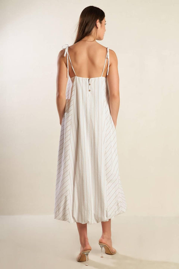 JUST WONDERING WOVEN MIDI DRESS.