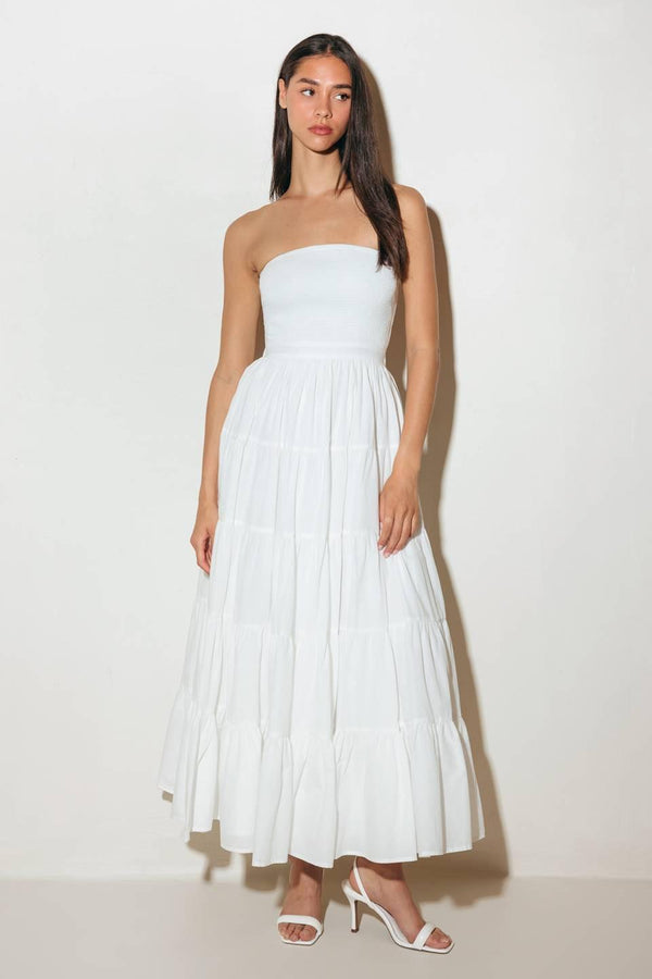 NEO BREEZE WHITE MIDI DRESS.