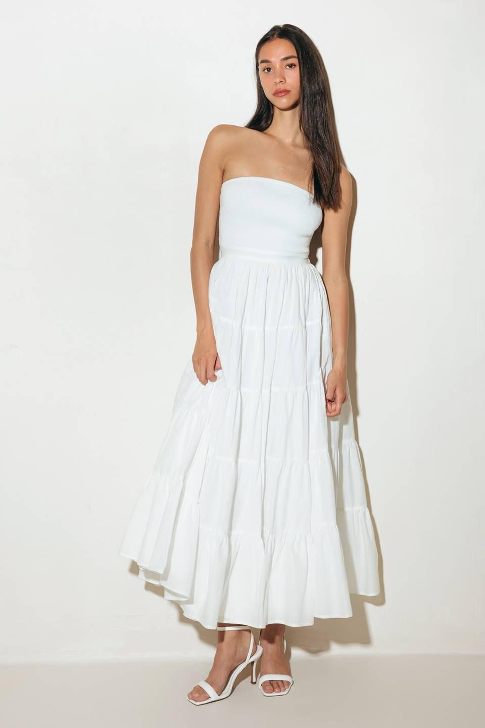 NEO BREEZE WHITE MIDI DRESS.