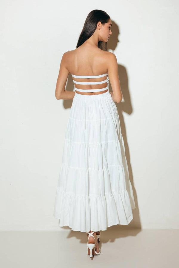 NEO BREEZE WHITE MIDI DRESS.