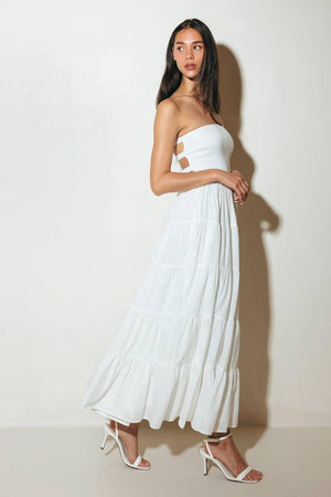 NEO BREEZE WHITE MIDI DRESS.