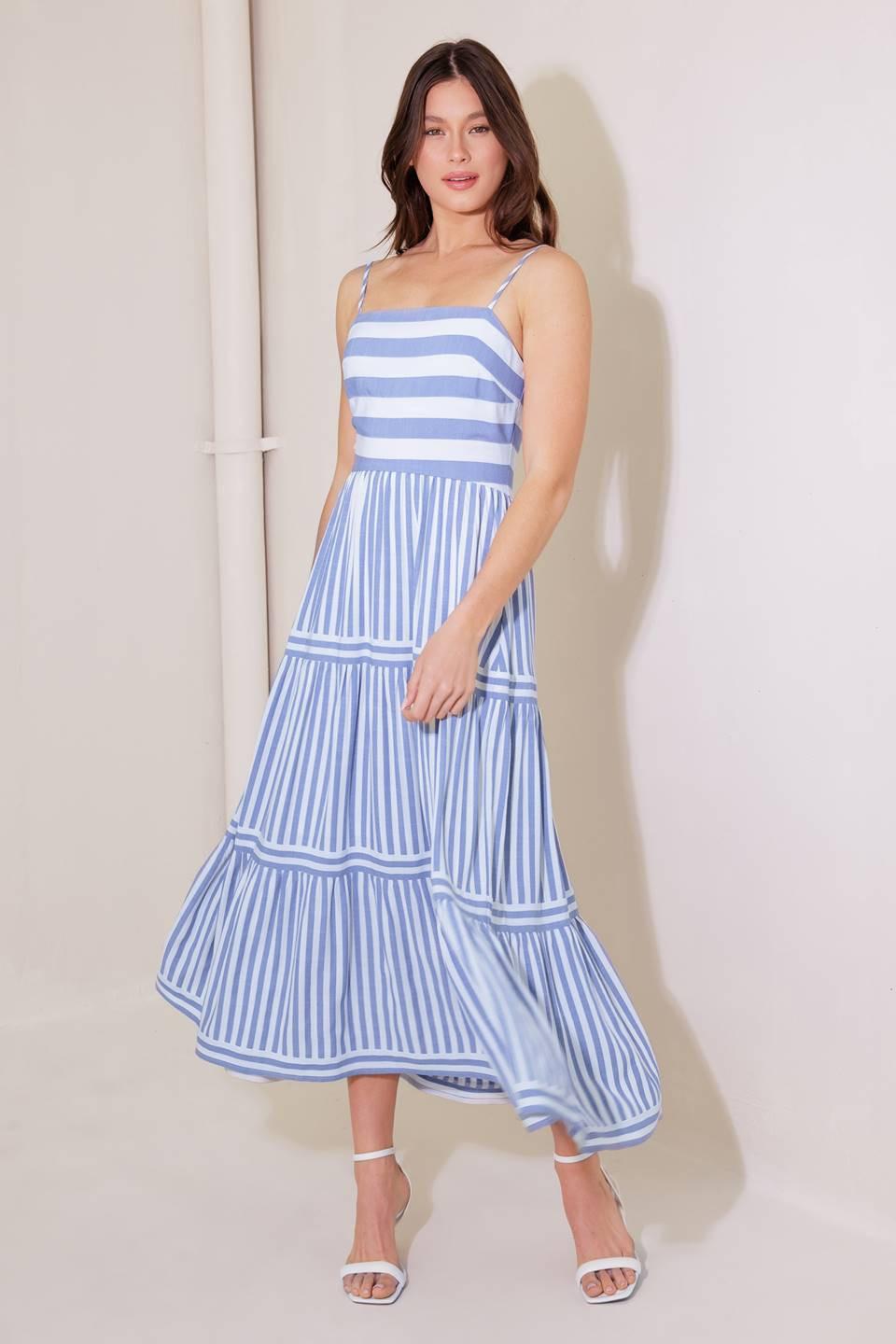 ANYTHING IS POSSIBLE WOVEN MIDI DRESS.