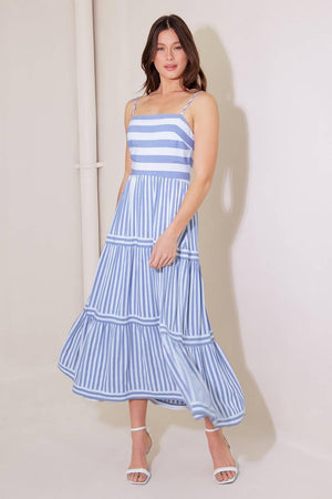 ANYTHING IS POSSIBLE WOVEN MIDI DRESS.