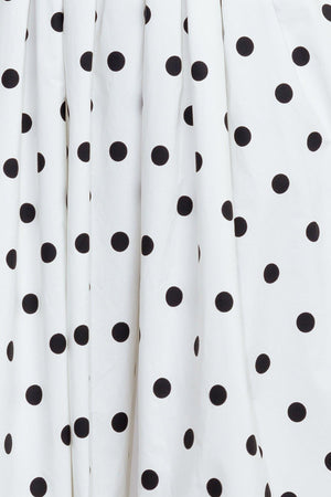 MONROE DOT WHITE WOVEN MIDI DRESS.