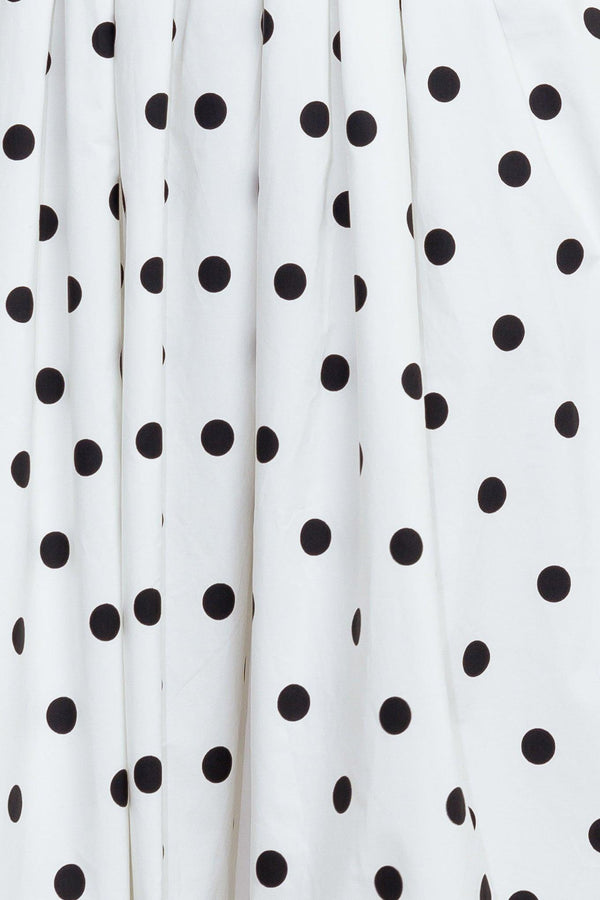 MONROE DOT WHITE WOVEN MIDI DRESS.