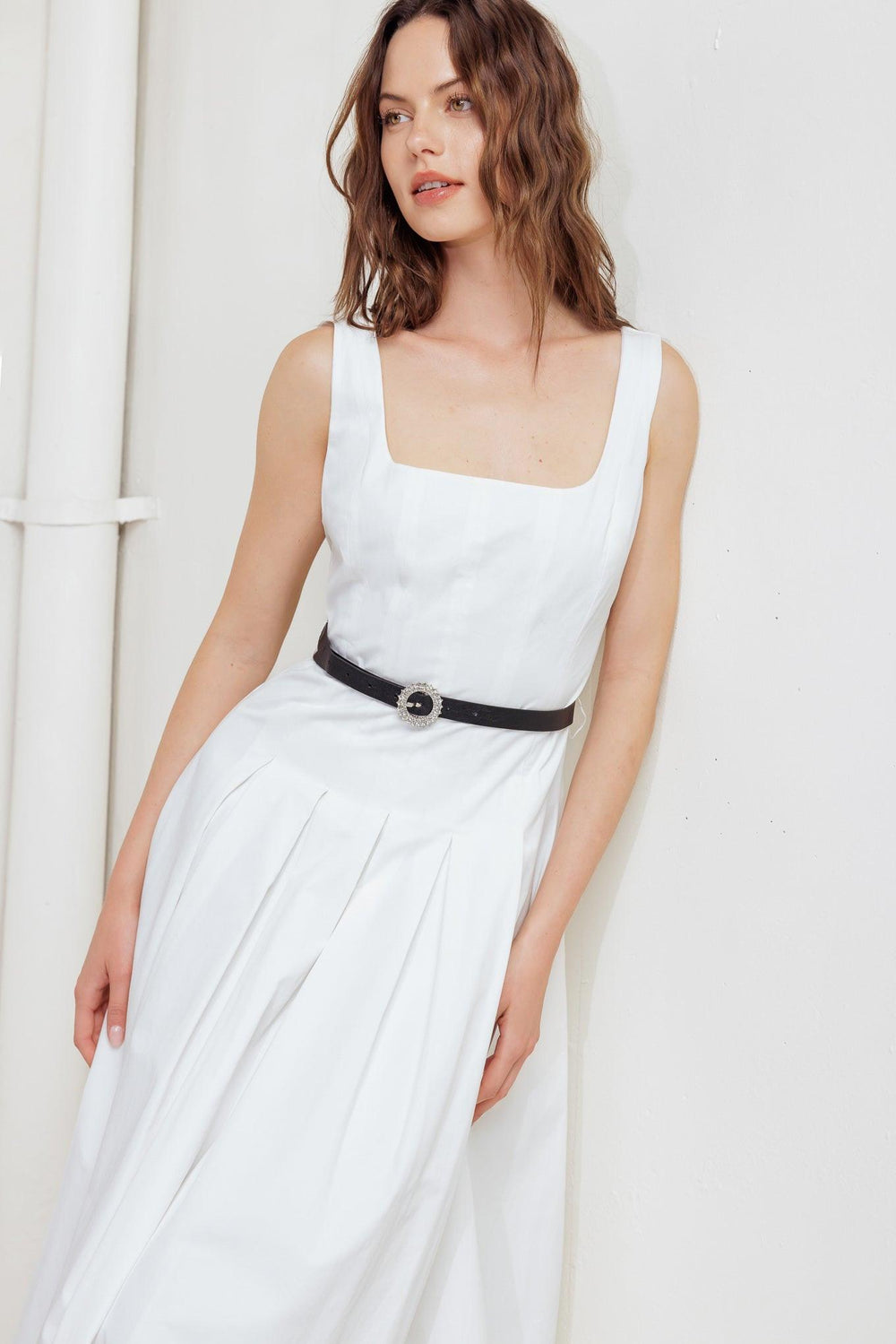 SUNDAY REVERIE WOVEN MIDI DRESS.