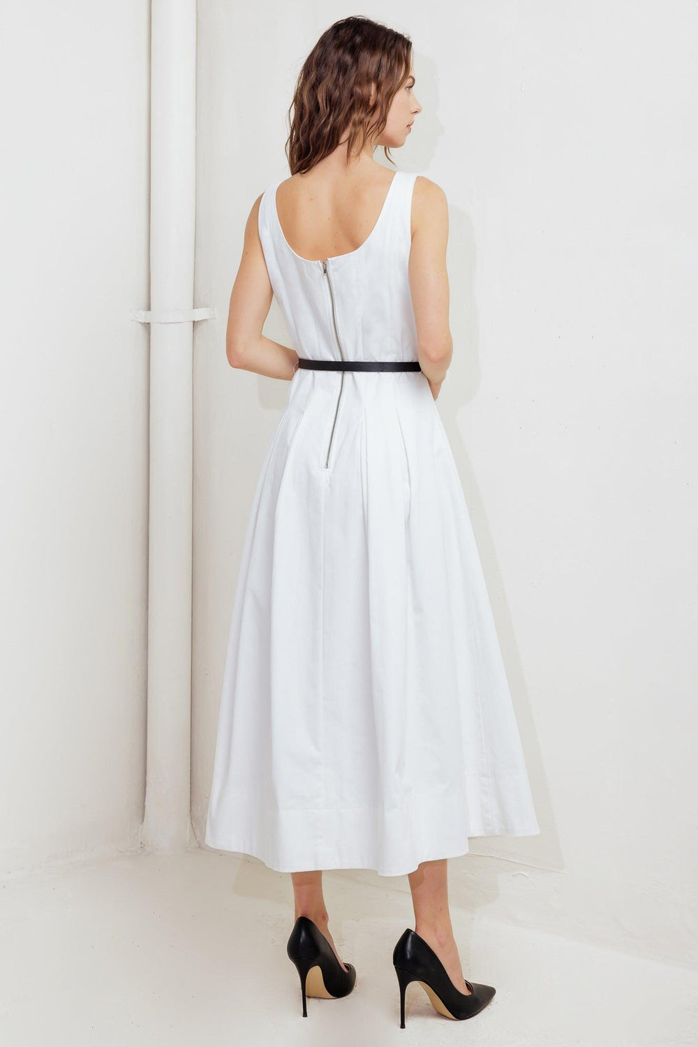 SUNDAY REVERIE WOVEN MIDI DRESS.