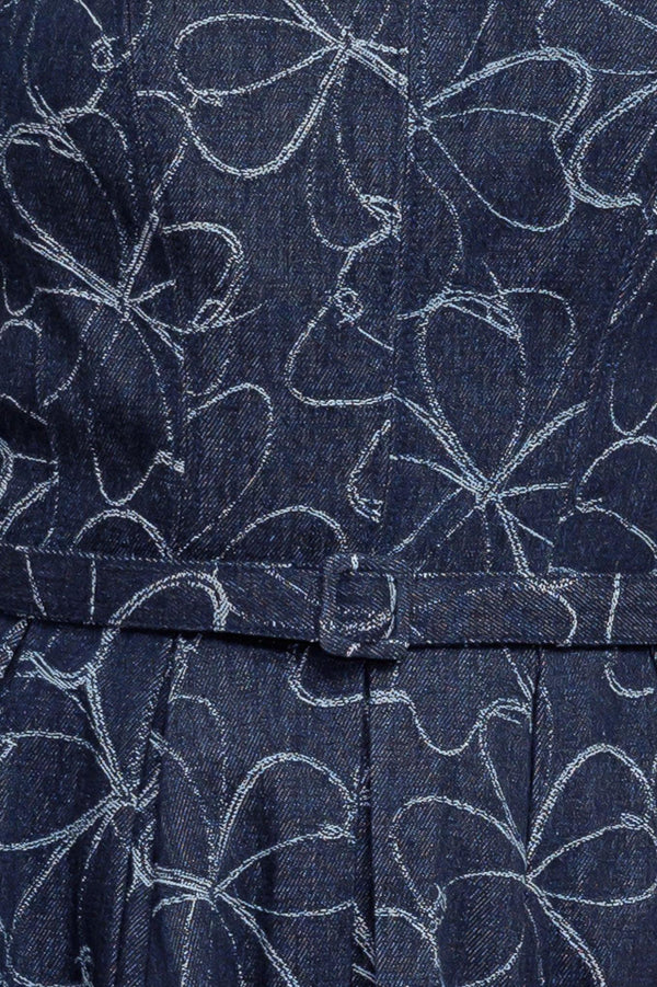 MOONDUST GARDEN DENIM MIDI DRESS.