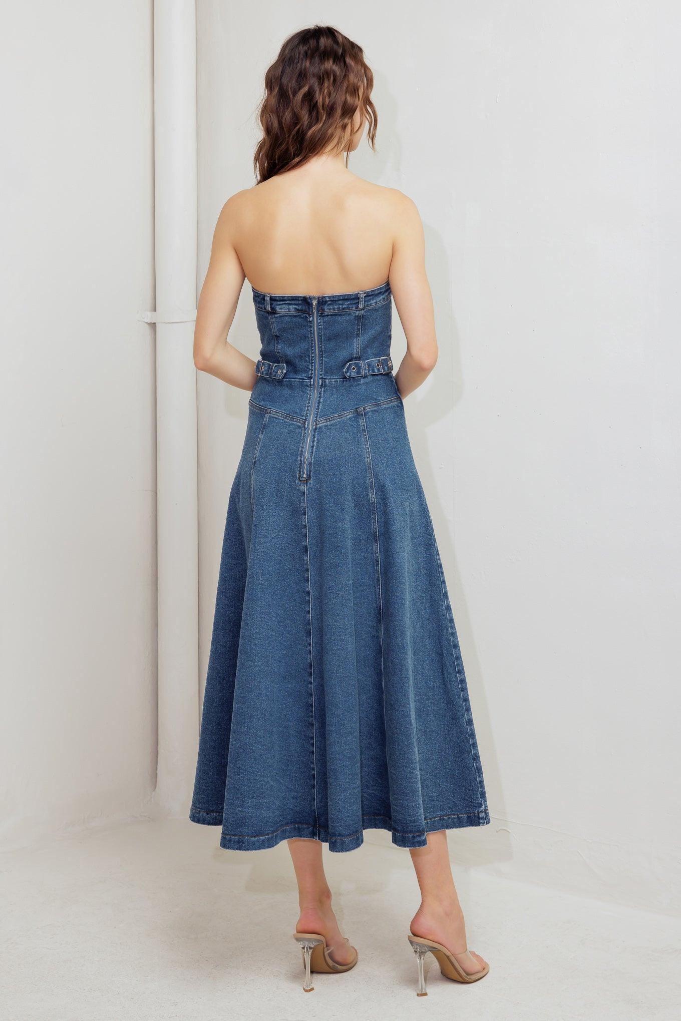 Midnight Structure Denim Midi Dress L FREEMARKET Indigo Denim / M Midnight Structure Denim Midi Dress L FREEMARKET Indigo Denim / M