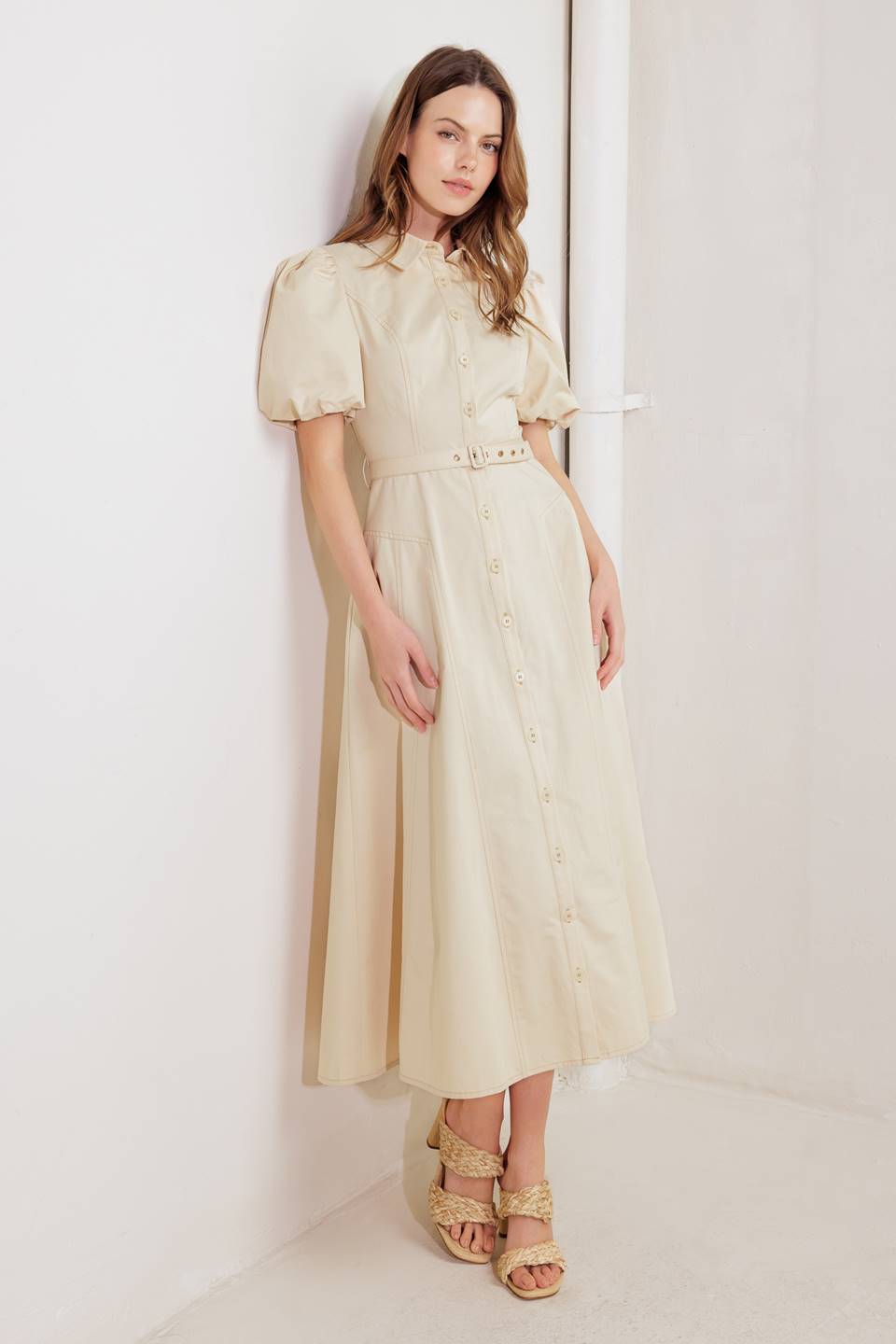 LAIDBACK LUXE WOVEN MIDI DRESS