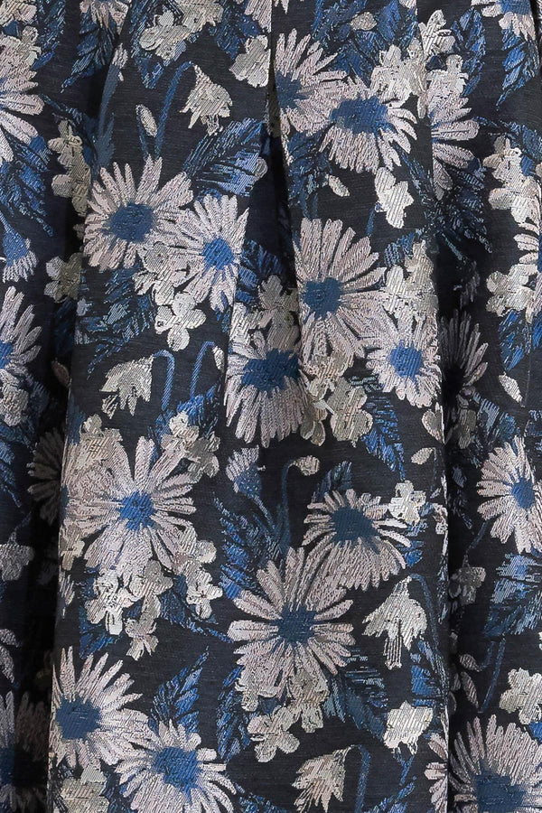 LUX BLOOMING WOVEN JACQUARD MIDI DRESS.