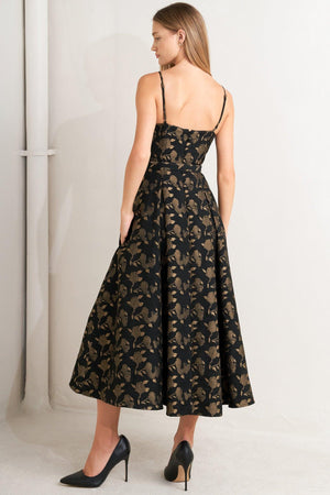 GARDEN OPERA WOVEN MIDI DRESS.