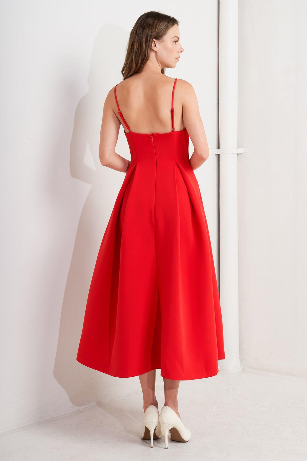 RUBY AFFAIR WOVEN MIDI DRESS.