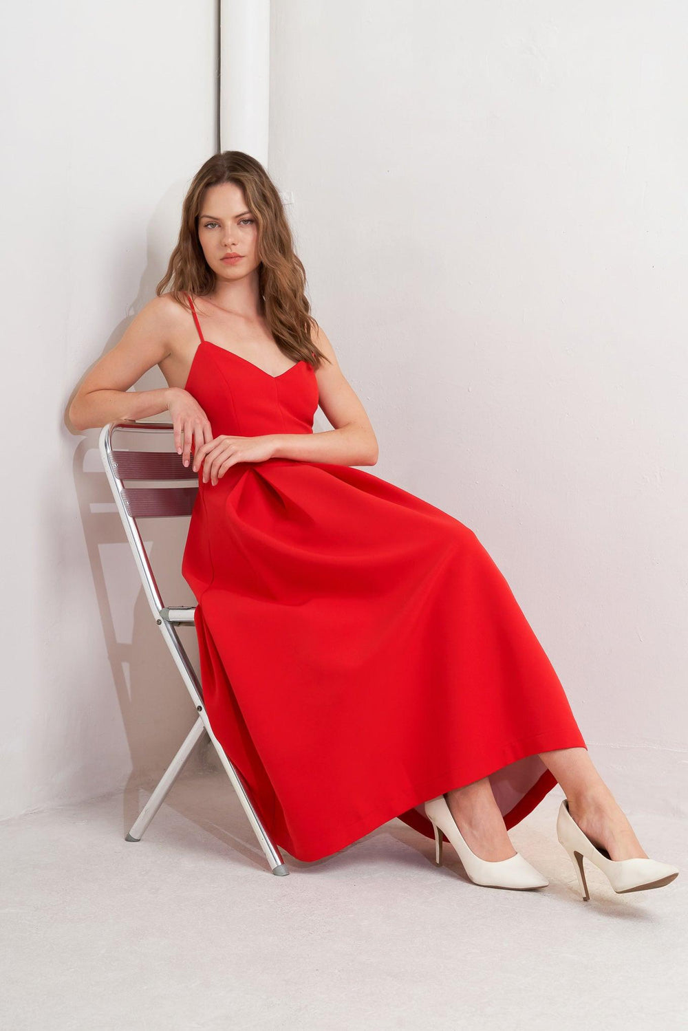 RUBY AFFAIR WOVEN MIDI DRESS.