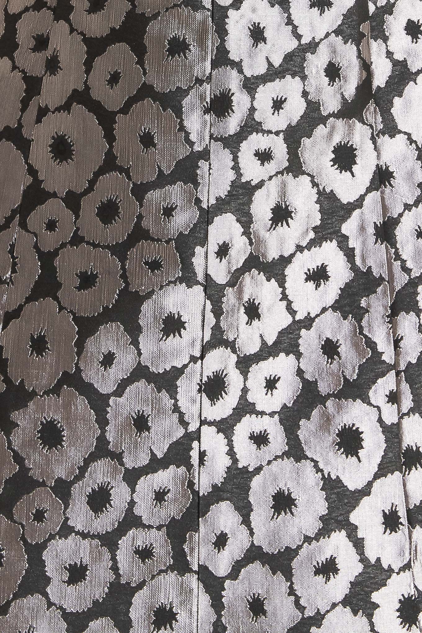 A woven jacquard mini dress featuring strapless, A line and back zipper closure