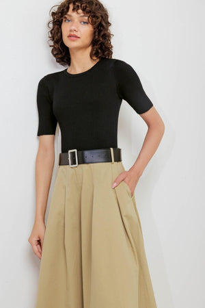 SCULPTED GRACE SWEATER WOVEN TOP AND SKIRT DRESS.