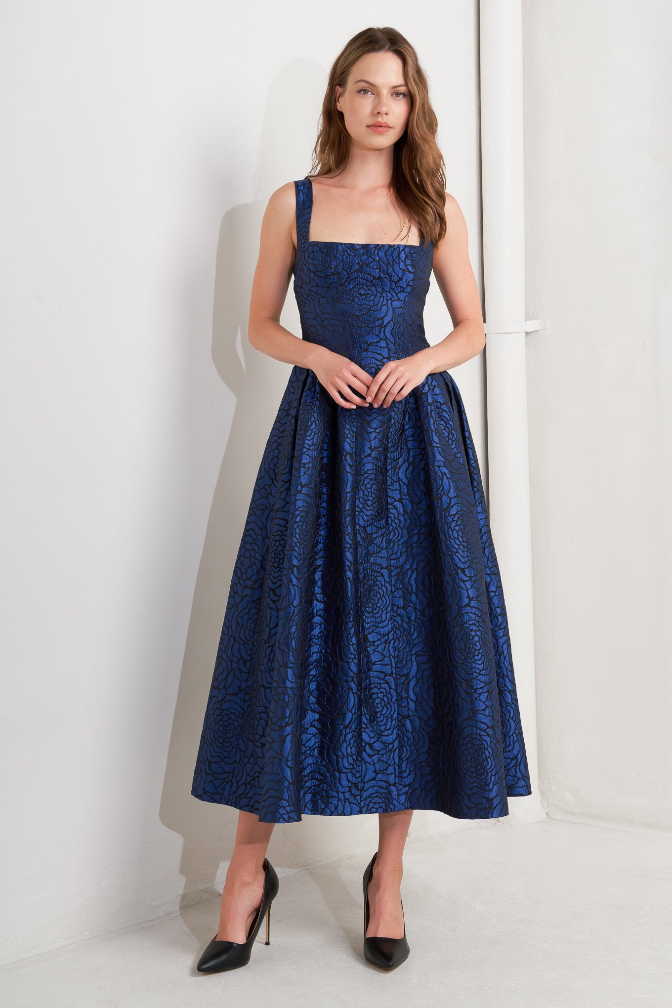 OPERA ROSE WOVEN MIDI DRESS