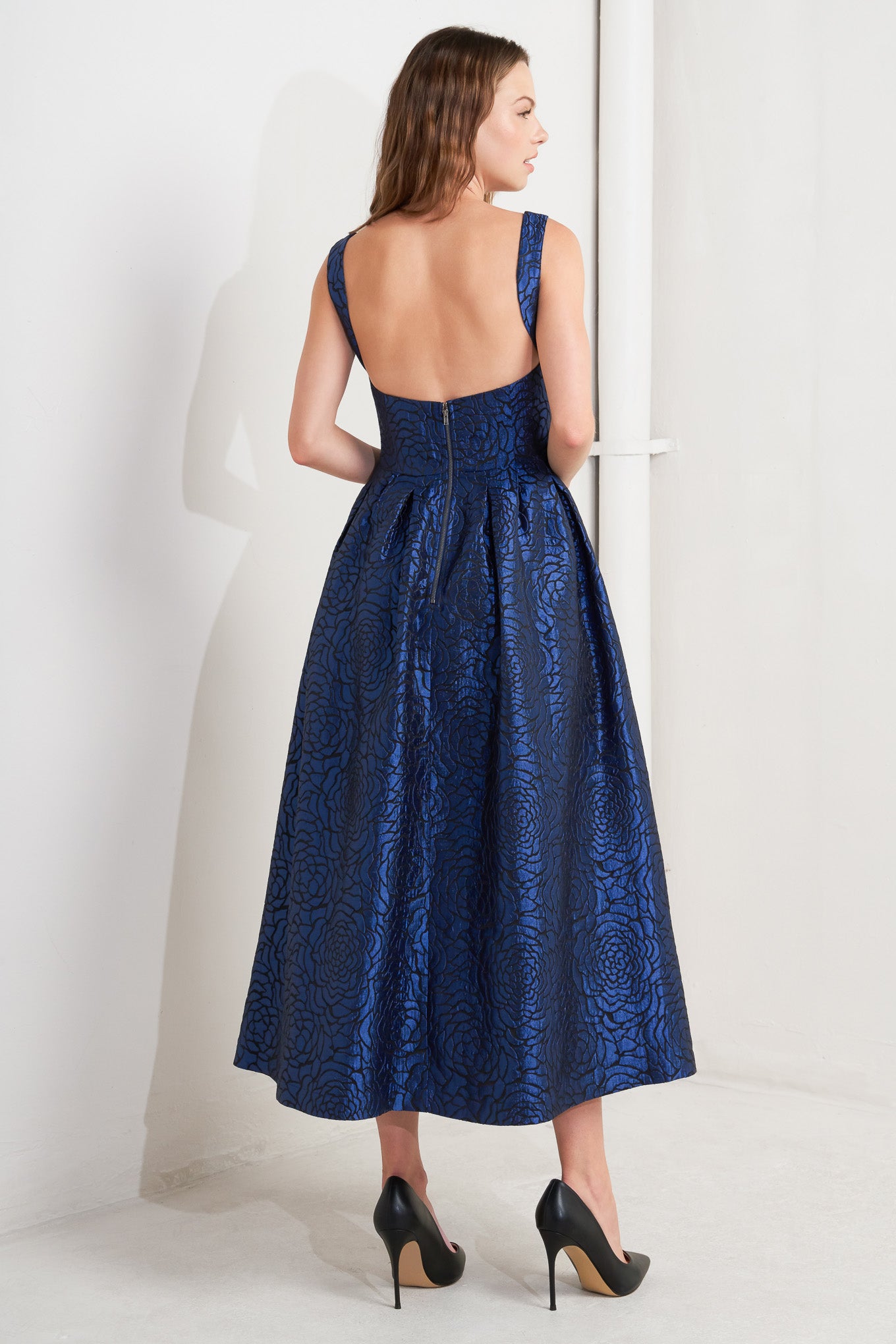 OPERA ROSE WOVEN MIDI DRESS