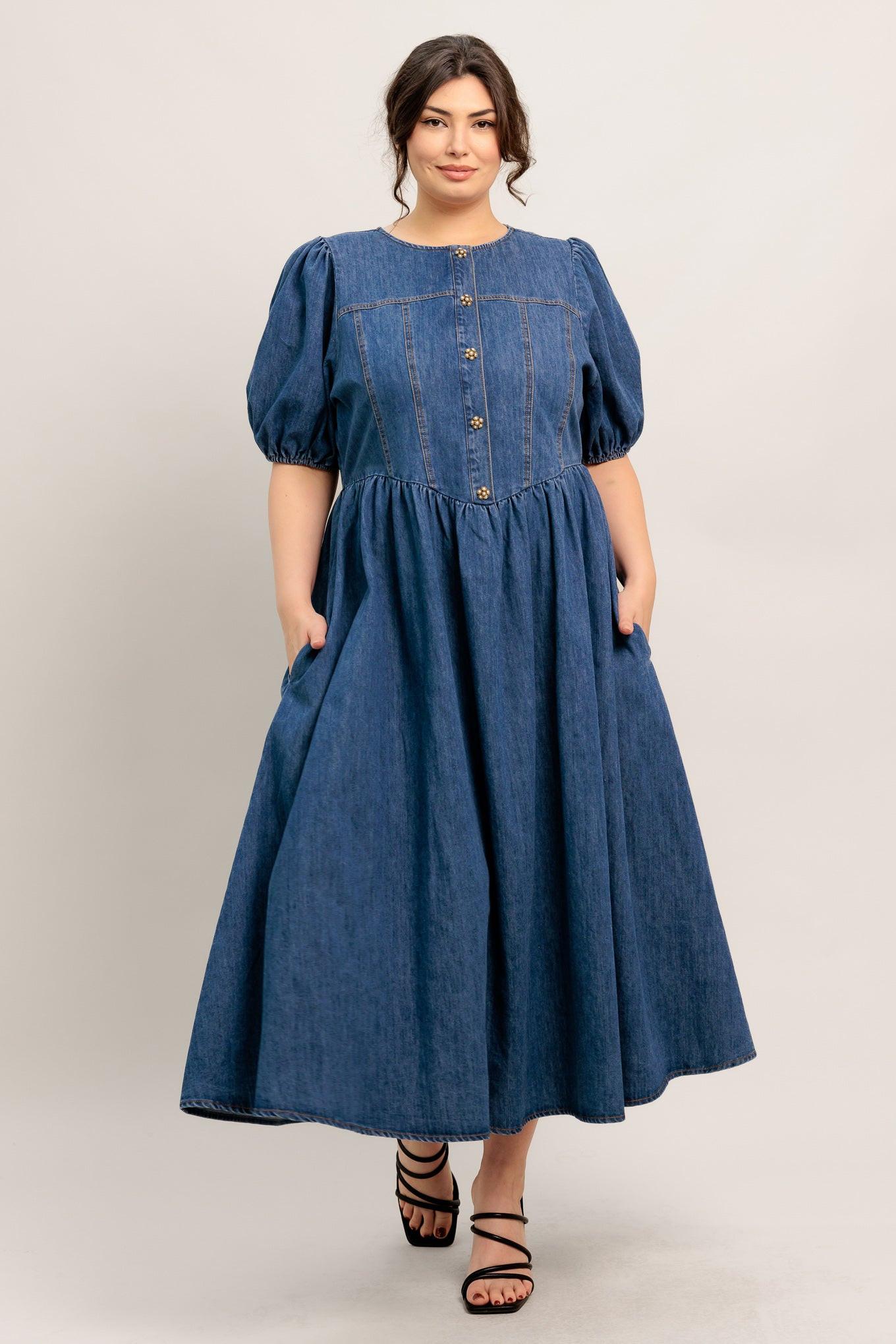 denim midi dress plus size Yours Women's Plus Size Blue Denim Midi Dress Size 20
