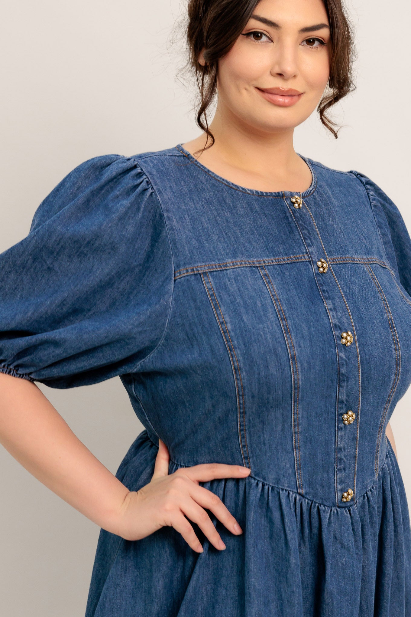 MIDDAY IN BLUE DENIM MIDI DRESS - Flying Tomato - DRESSES - Freemarket