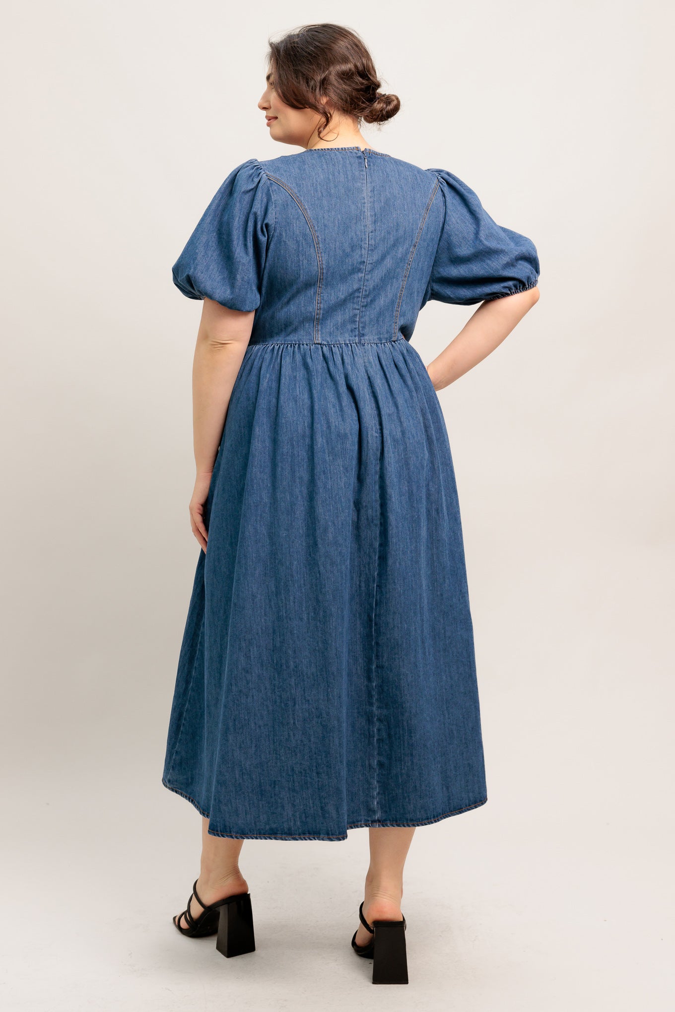 MIDDAY IN BLUE DENIM MIDI DRESS - Flying Tomato - DRESSES - Freemarket