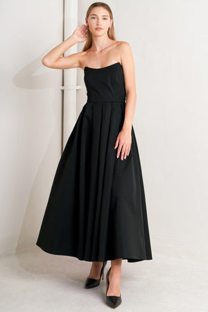 GALA NOIR WOVEN MIDI DRESS.