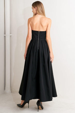 GALA NOIR WOVEN MIDI DRESS.