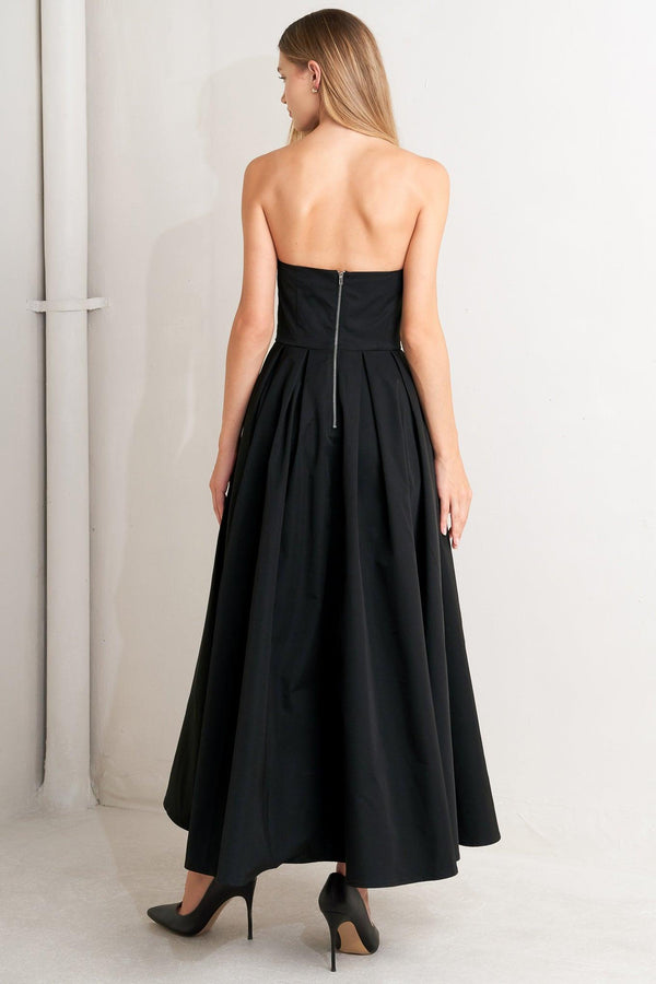 GALA NOIR WOVEN MIDI DRESS.