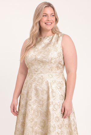 GILDED ROSE WOVEN MIDI DRESS