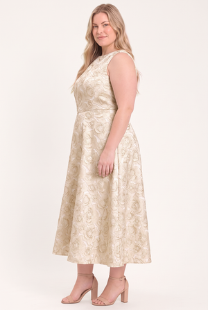 GILDED ROSE WOVEN MIDI DRESS