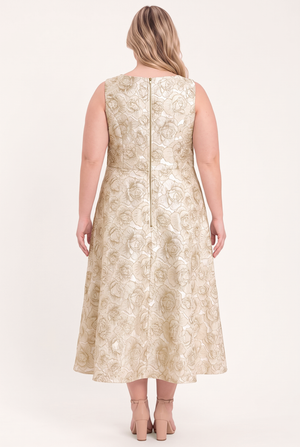 GILDED ROSE WOVEN MIDI DRESS