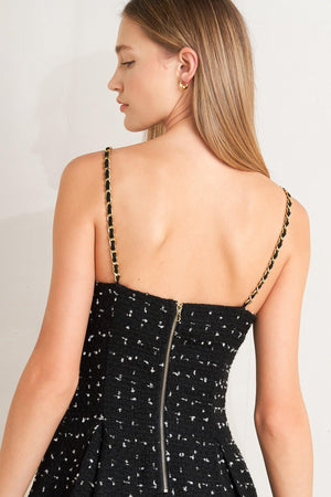 FRENCH CODE WOVEN TWEED MINI DRESS.