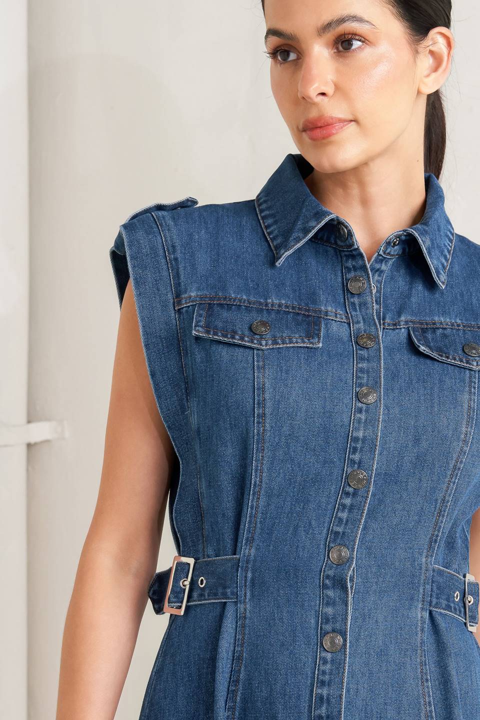 ICON VINTAGE DENIM MIDI DRESS