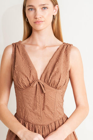 EARTHBOUND CHARM WOVEN MIDI DRESS.
