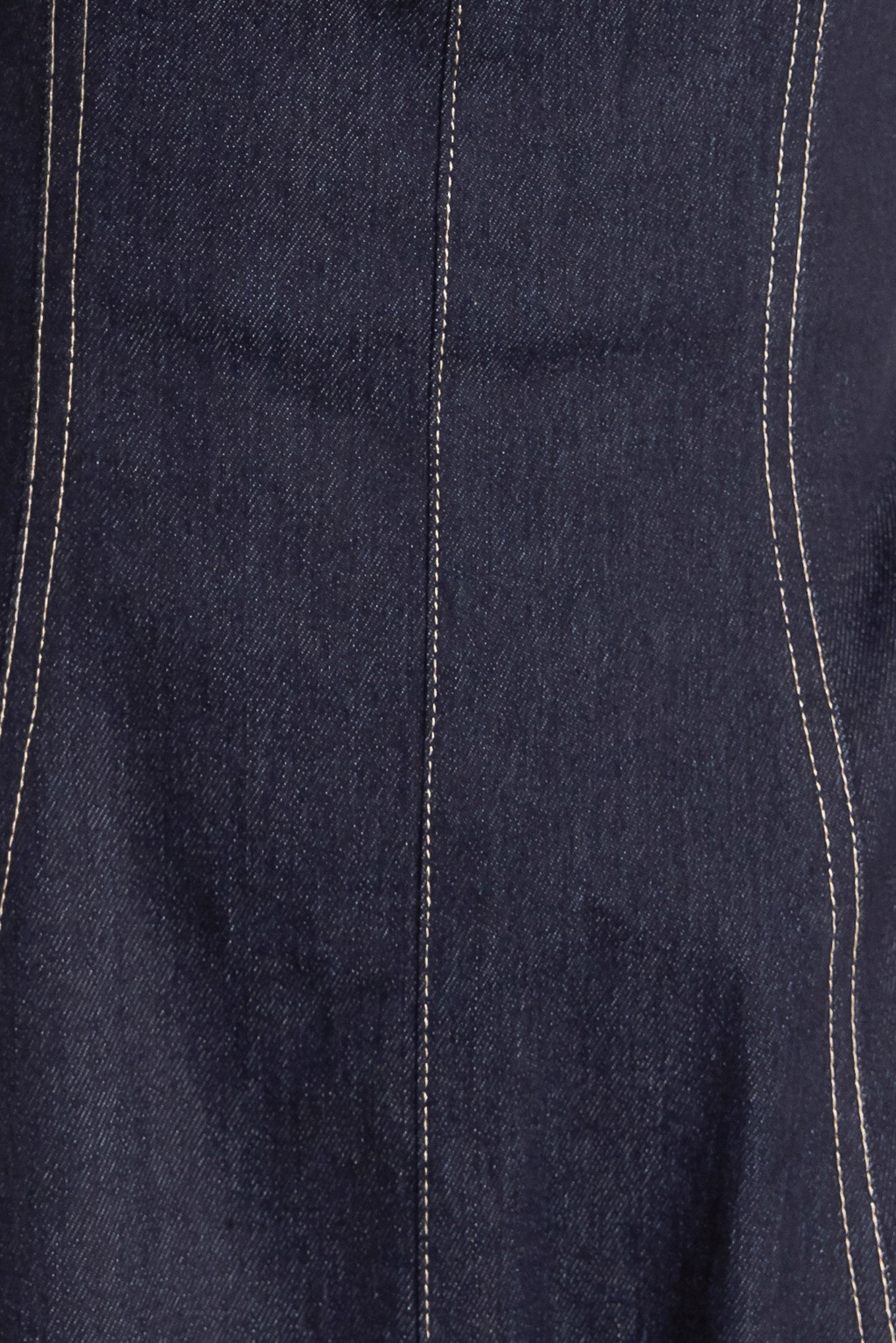 A denim midi dress featuring sweetheart neckline, straps, double layer ruffled bottom and back zipper closure