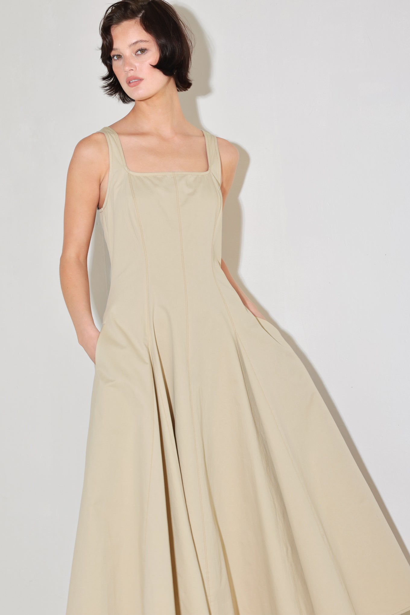 SANDSTONE SERENADE WOVEN MIDI DRESS - Flying Tomato - DRESSES - Freemarket